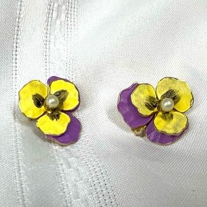 Yellow and purple clip on earrings excellent condition!